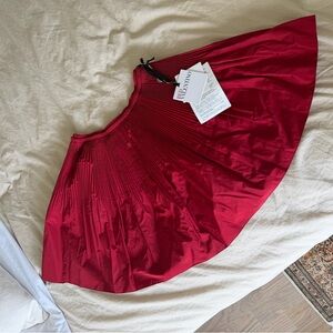 RED Valentino Crimson Circle Skirt with Pleated Waist